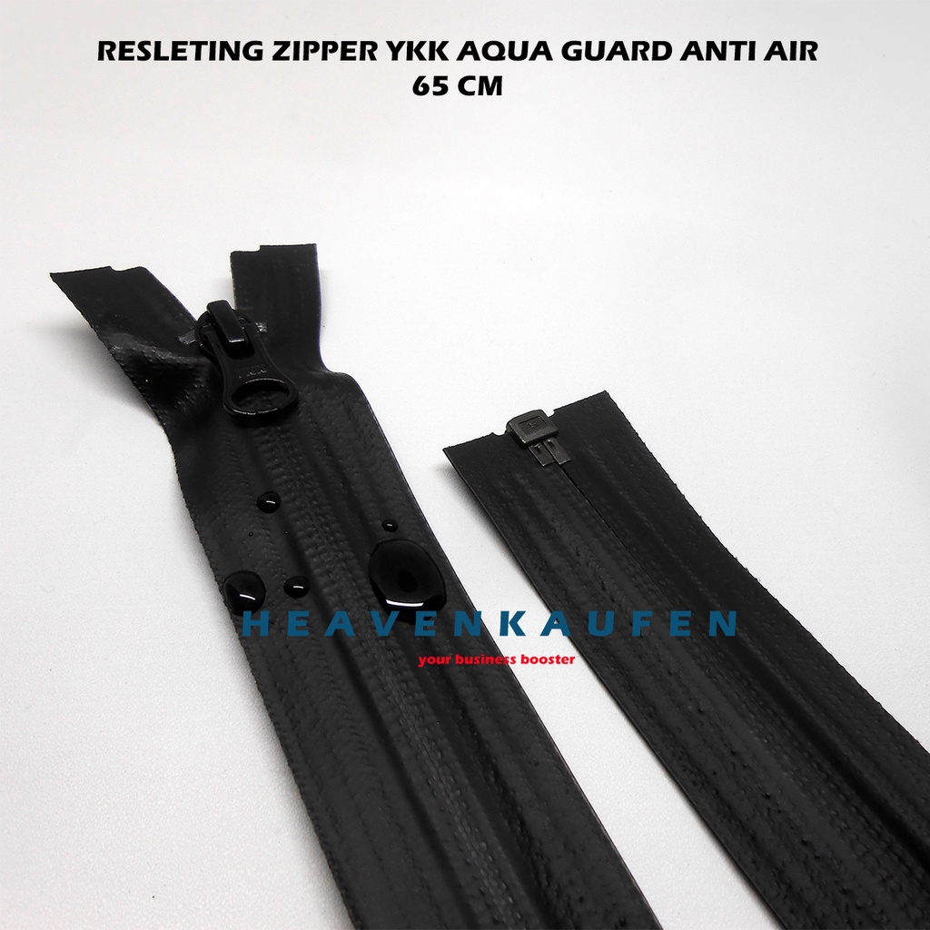 Resleting Zipper Jaket YKK Aqua Guard 65 cm Atau 26 inch Anti Air Waterproof Hitam Set Open End