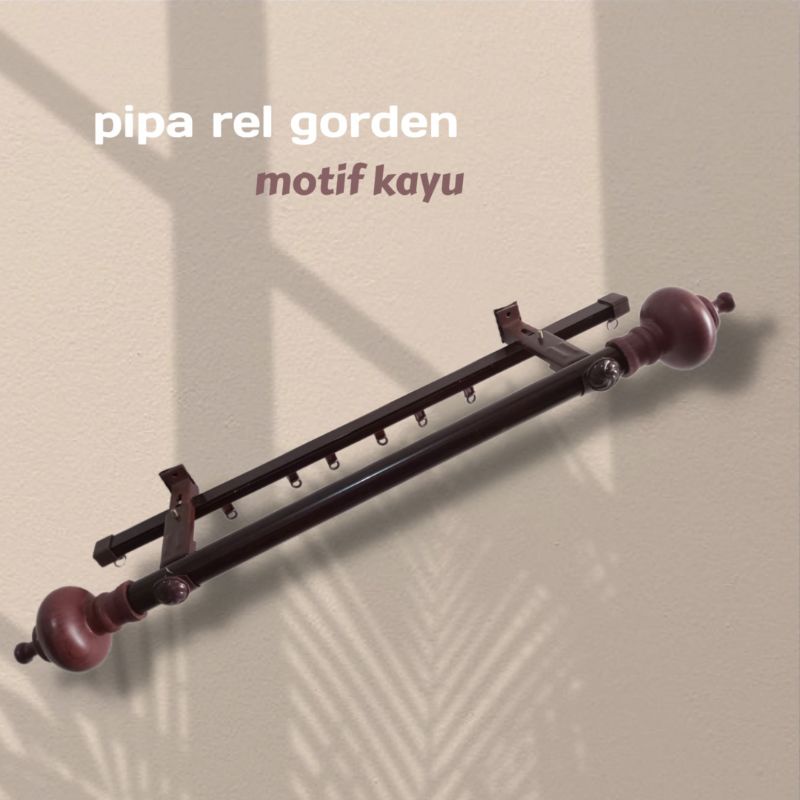 rollet batang pipa gorden motif serat kayu