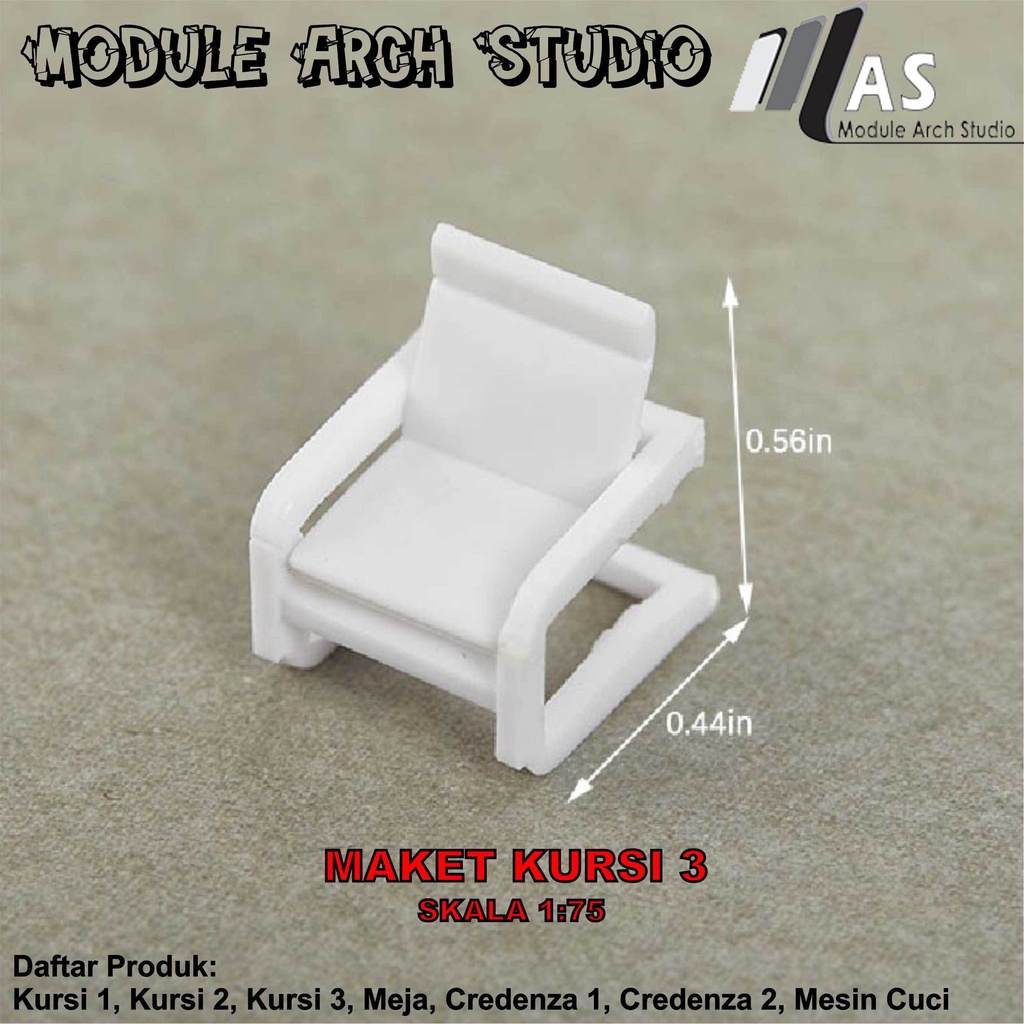 Maket Furniture Skala 75 - Maket Kursi - Maket Meja - Maket Credenza - Maket Mesin Cuci