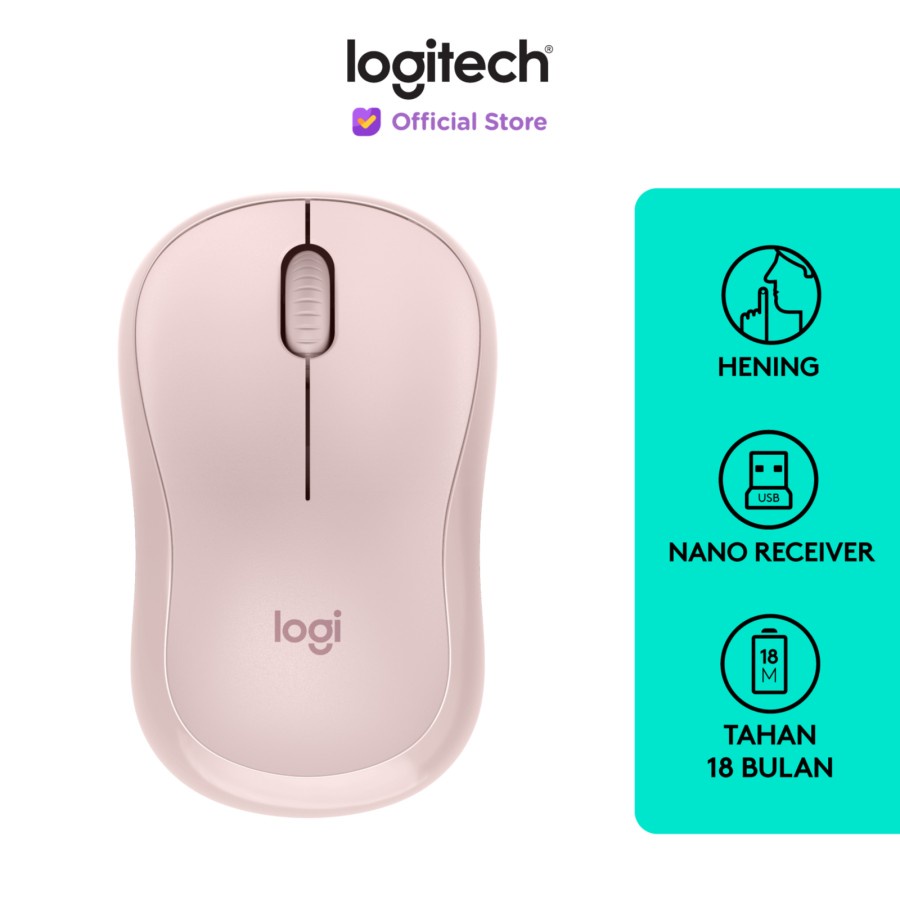 Rose Mouse Logitech M221 Wireless Silent Click, Rose - Garansi Resmi ORIGINAL 100%