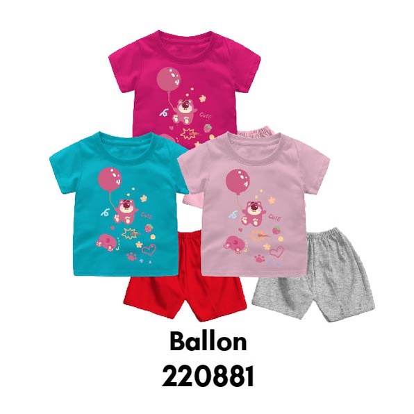 Setelan Bayi &amp; Anak Ballon Usia 6 Bulan-8 Tahun Bahan Katun Combed 30s