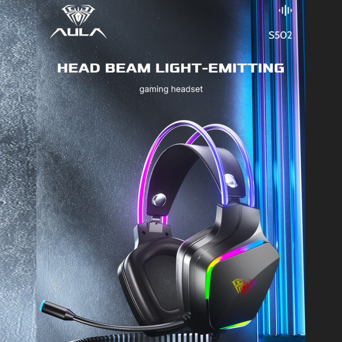 Headset Gaming AULA S502 USB – Streamer Light RGB Running