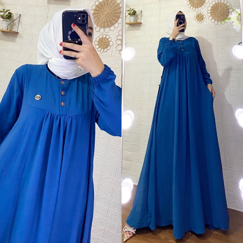 Gamis Kaleela, Bahan Crinkle airflow Premium, Gamis Polos