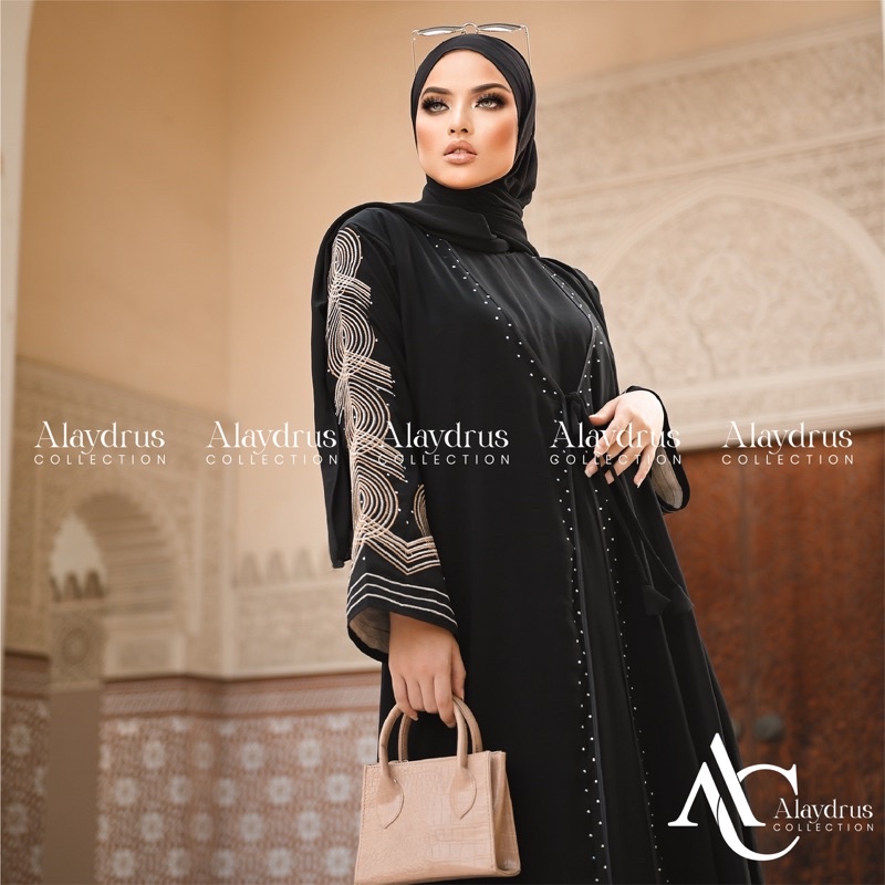 Abaya Bordir Hitam Gamis Saudi Bahan Jetblack Turkey Umroh Dubai 874