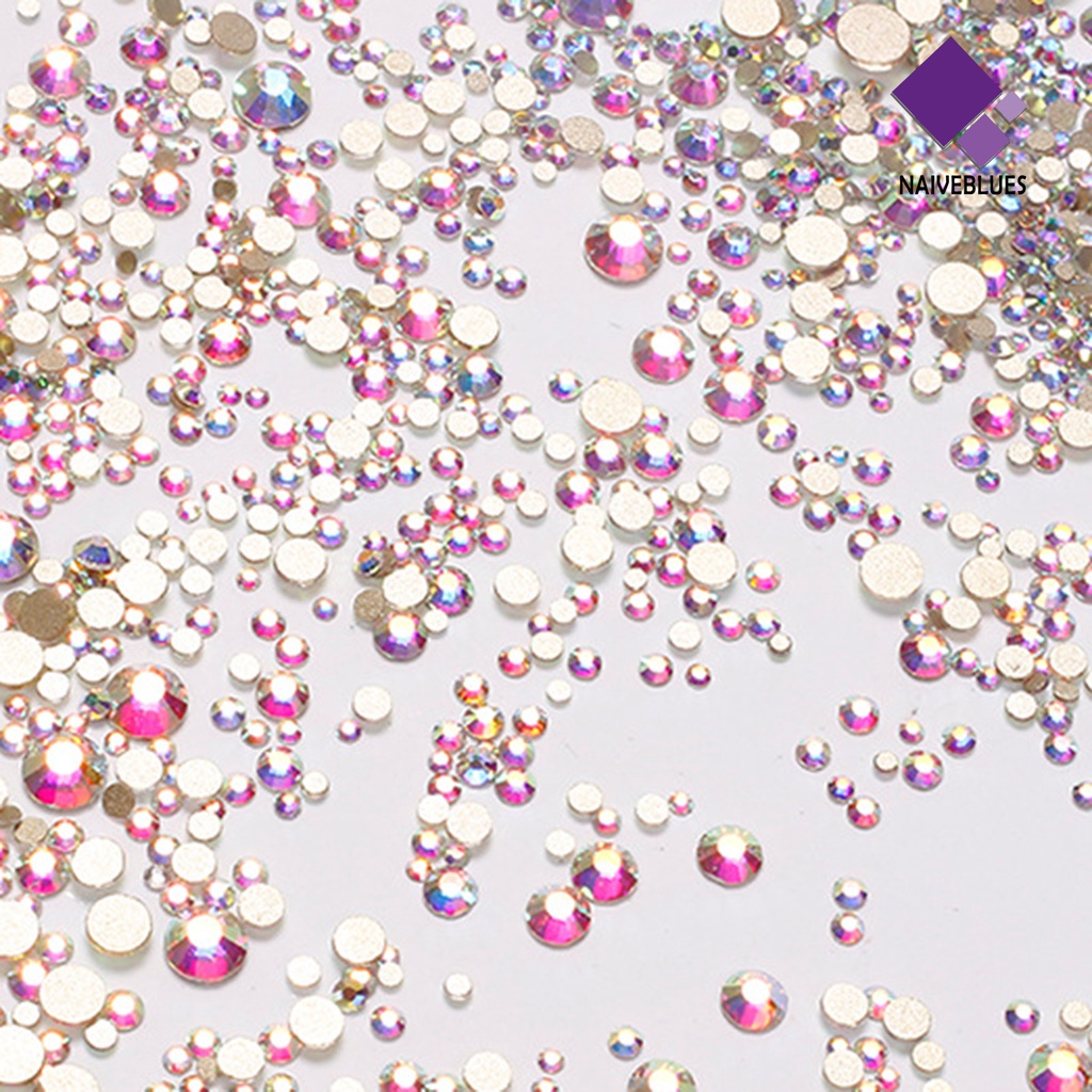 Naiveblue 1440Pcs / Kantong Berlian Imitasi Alas Datar Ringan Untuk Dekorasi Nail Art DIY