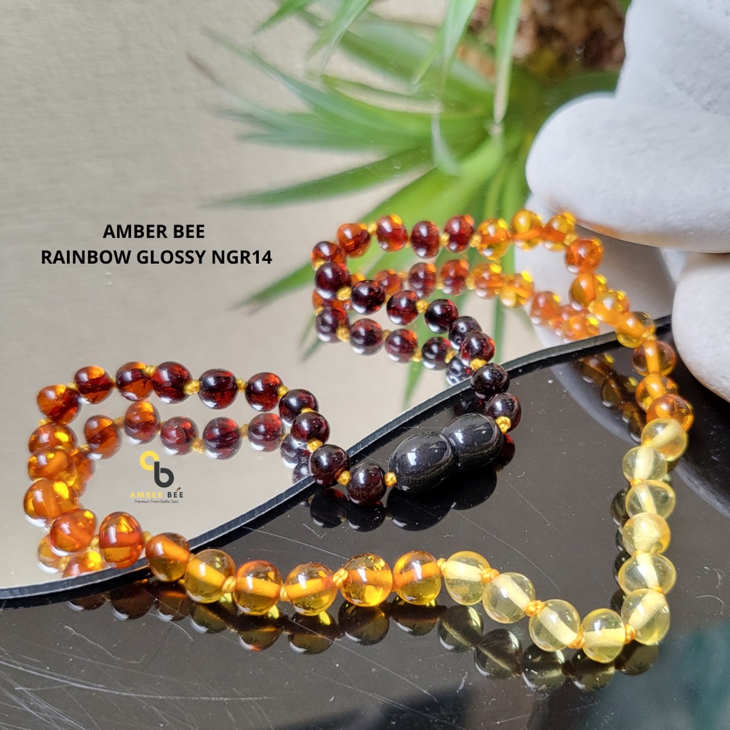 Set Kalung Gelang Amber Baltic Bayi &amp; Anak Glossy Rainbow NBGR14110B By Amber Bee