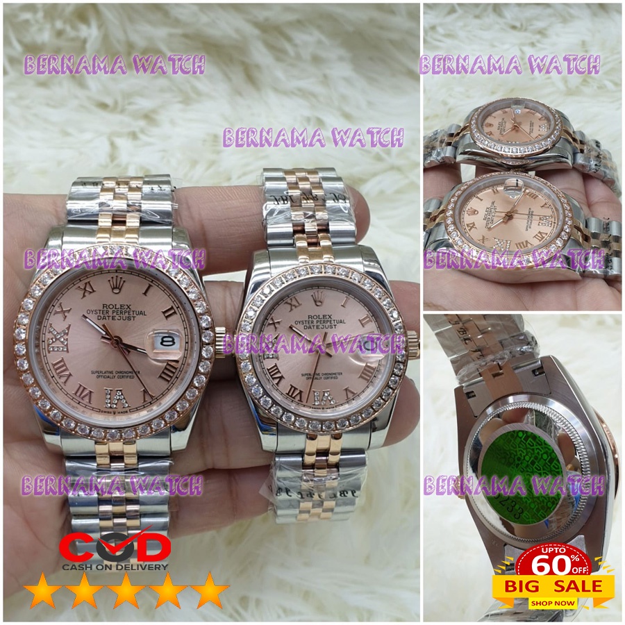 SALE JAM TANGAN COUPLE ROLEX OYSTER TGL AUTOMETIK RT ASIAN ETA BOX ORI WARRANTY 1 YEAR