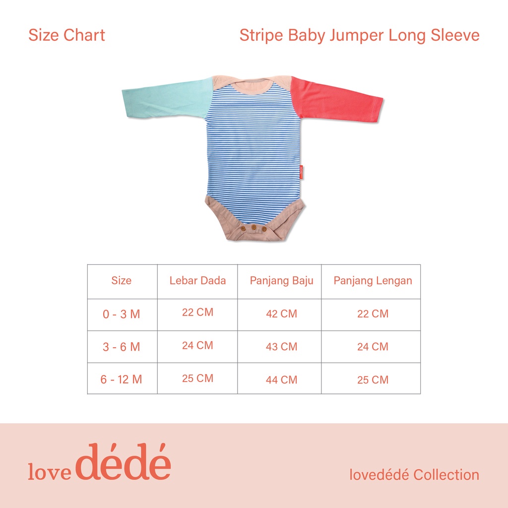 Lovedede Stripe Baby Jumper Short &amp; Long Sleeve - Jumper Bodysuit Bayi Lengan Panjang / Jumper Bodysuit Bayi Lengan Pendek NB-12 bulan