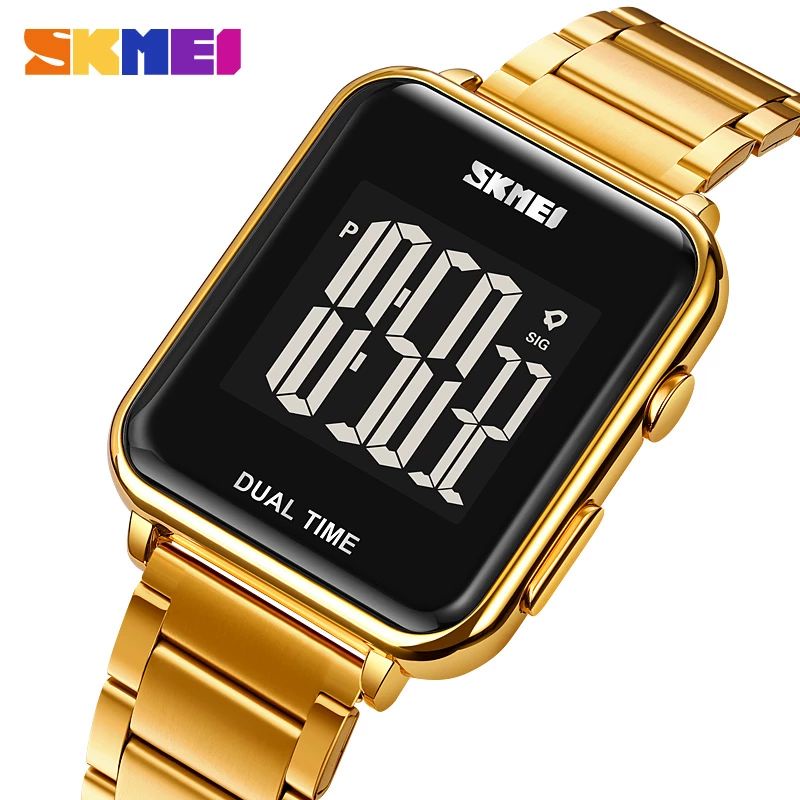SKMEI 1852 Jam Tangan Pria Digital Sport Watch Dual Time Tali Stainless WATCHKITE WKOS