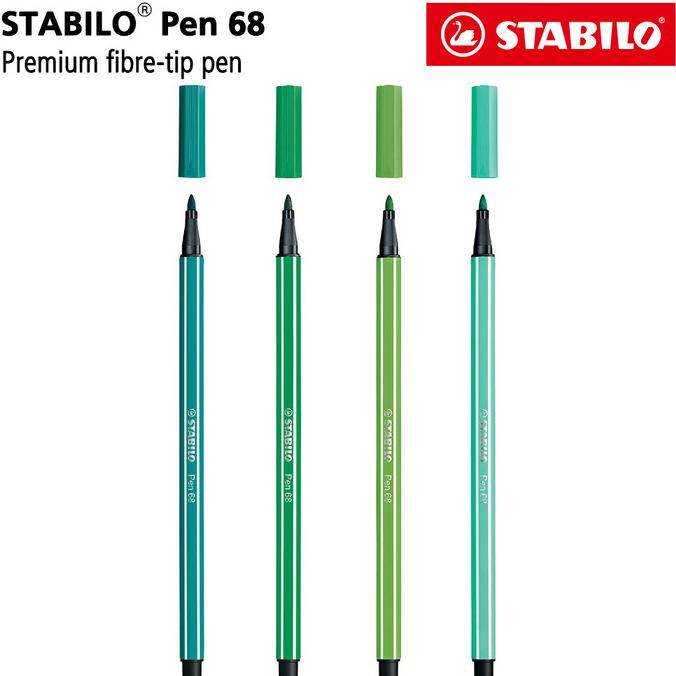 

STABILO SET 4 - Pen 68 Shades of Green / Highlighter Marker Pen
