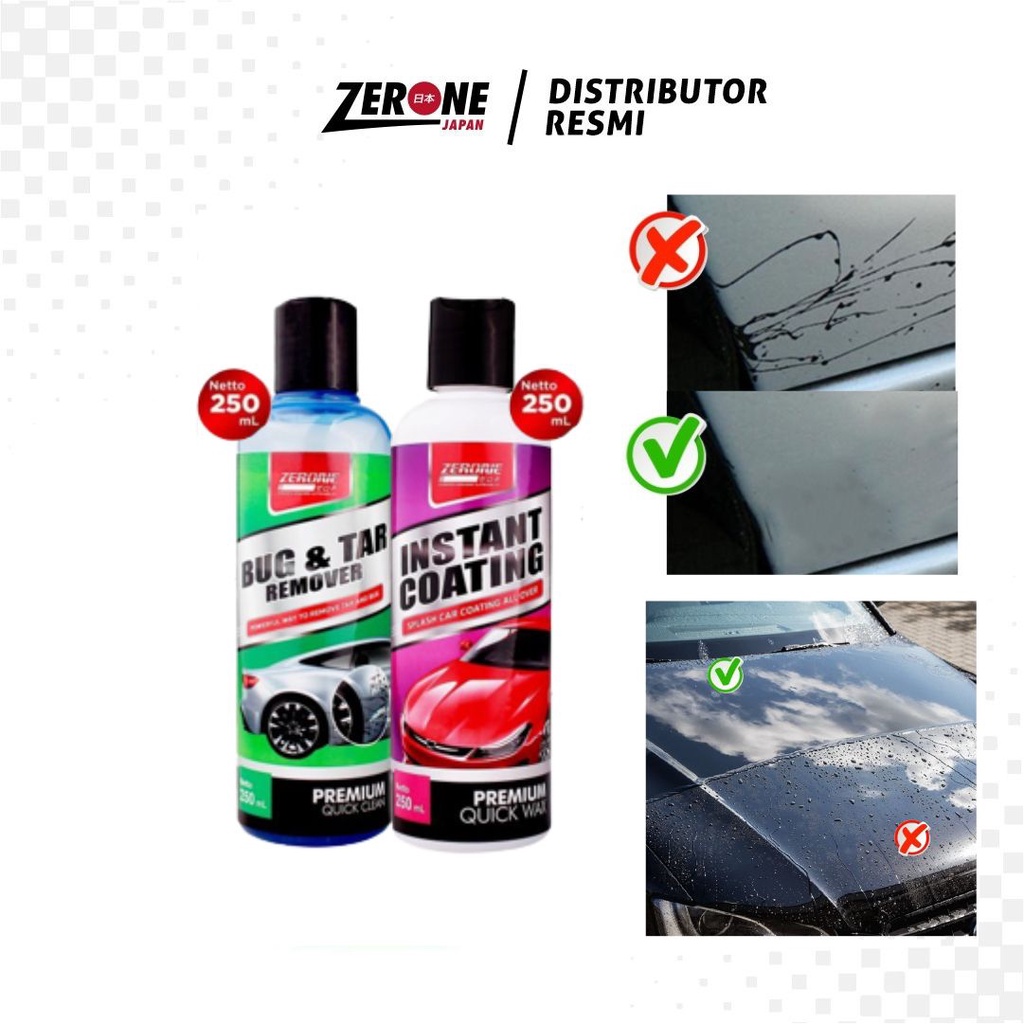 MOBIL Zerone Instant Coating dan Bug &amp; Tar Remover Pembersih Bercak Aspal Berkualitas Pengkilap Body