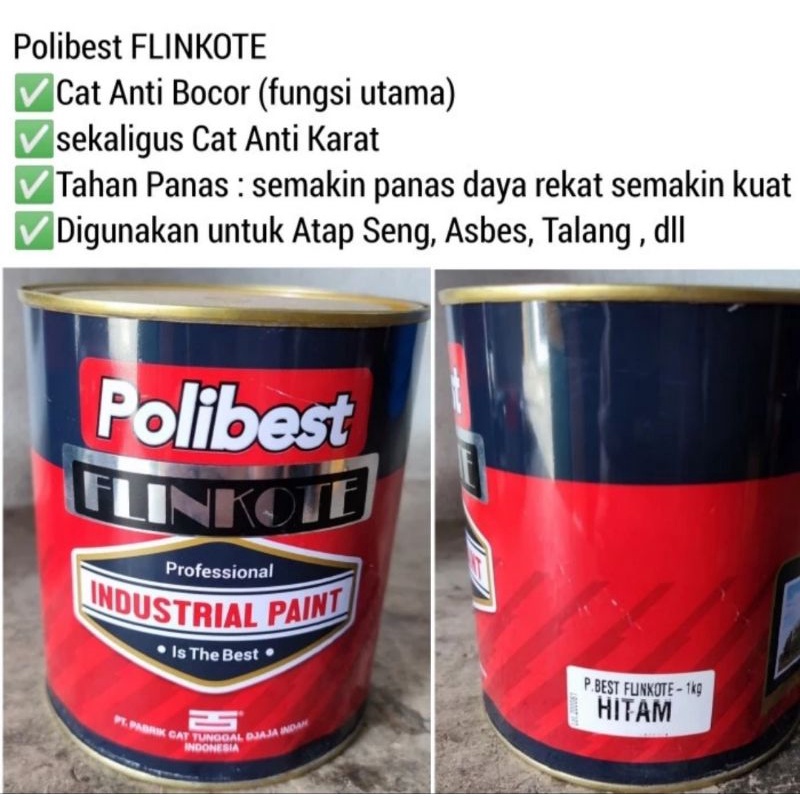 Flinkote Flingkut plingkut Hitam Cat Anti Bocor Anti Karat 1kg atap seng asbes talang polibest