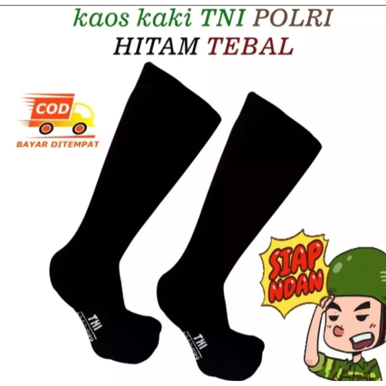 1pasang/kaos kaki hitam TNI/termurah/tebal/gak bau//kaos kaki hitam panjang TNI POLRI TEBAL//KAOS KA