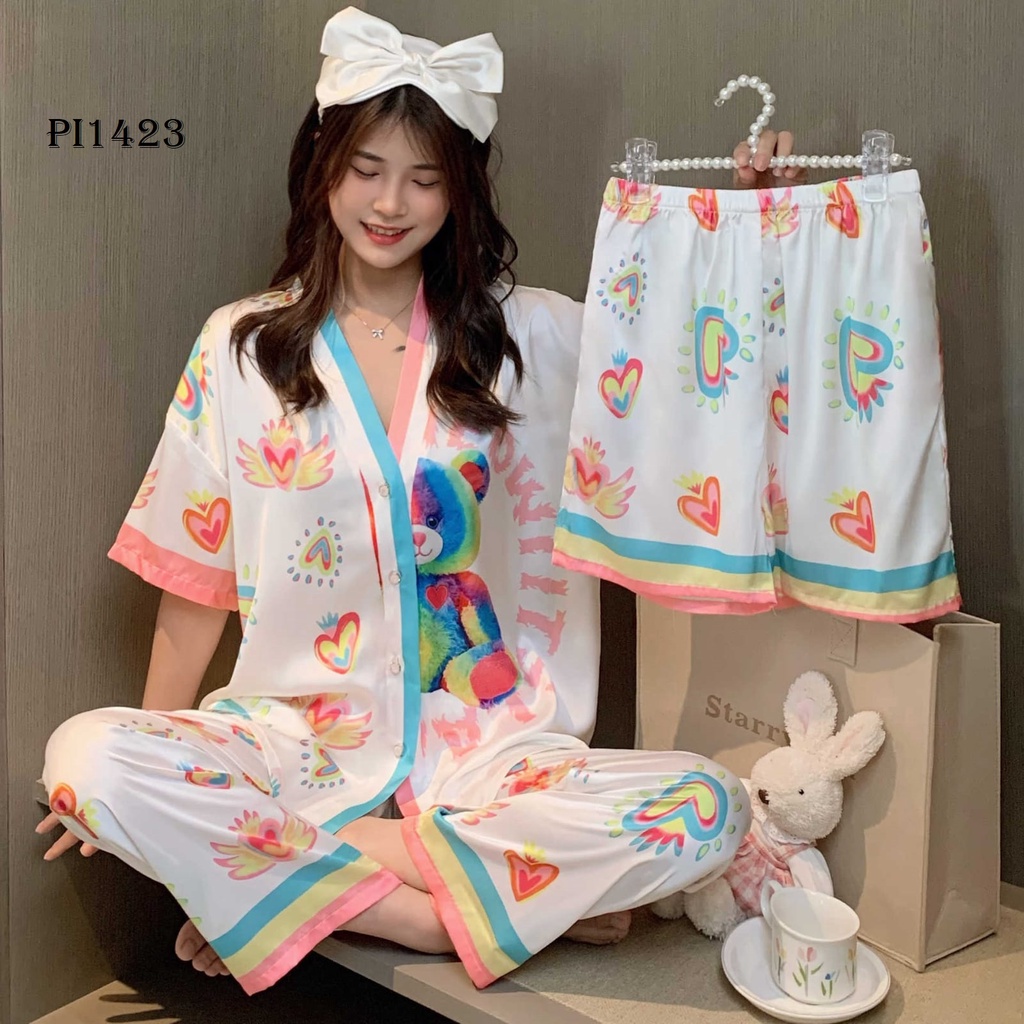 PIYAMA WANITA 3IN1 SUTERA PI1423