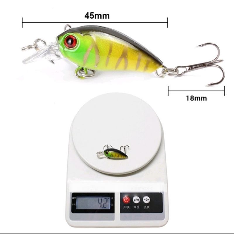 Mini Crankbait 4,5 cm 4,2 gram Umpan casting Ikan Kerapu