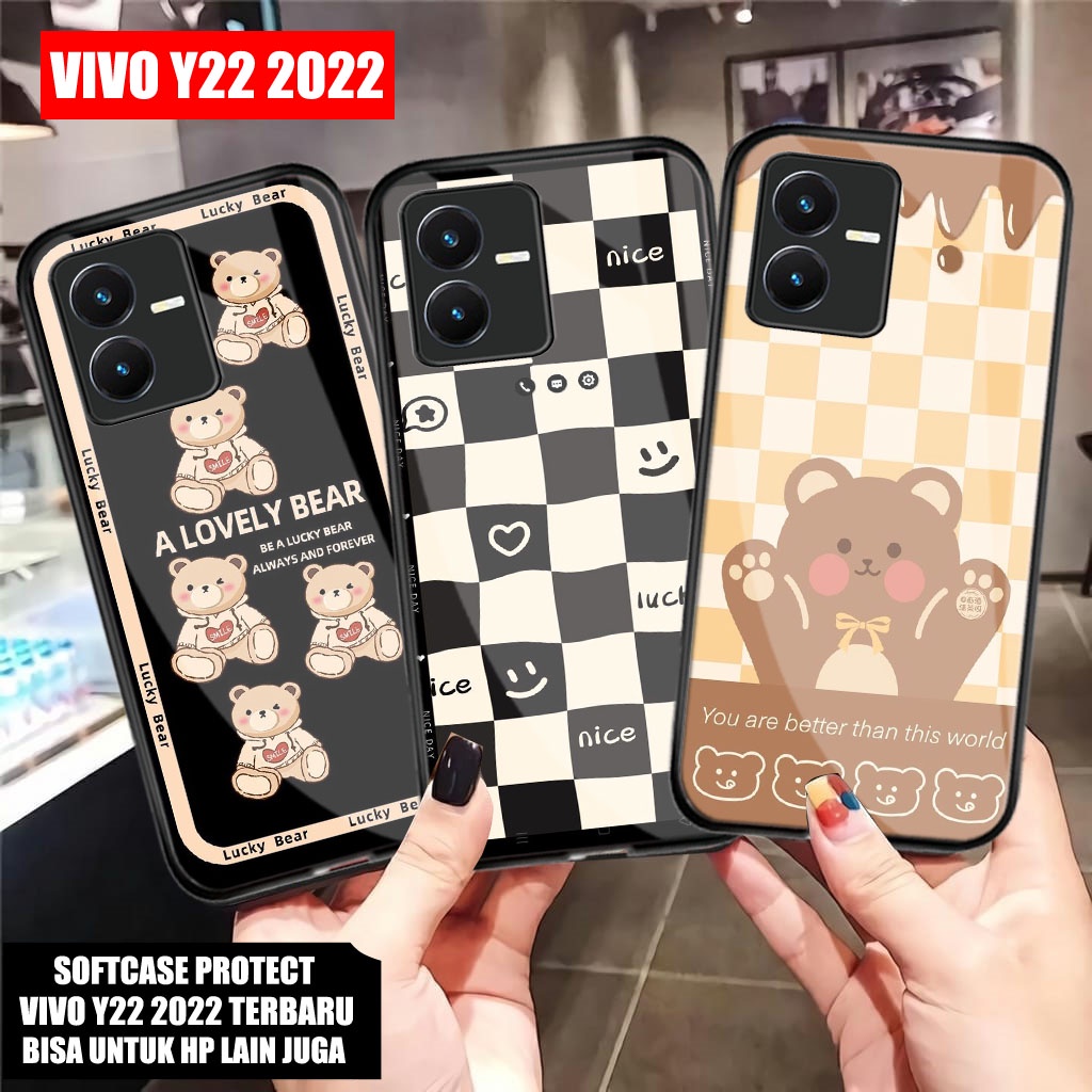 Softcase Glass Kaca VIVO Y22 2022 Terbaru [M183] Casing HP VIVO Y22 2022 Terbaru - Case HP VIVO Y22 