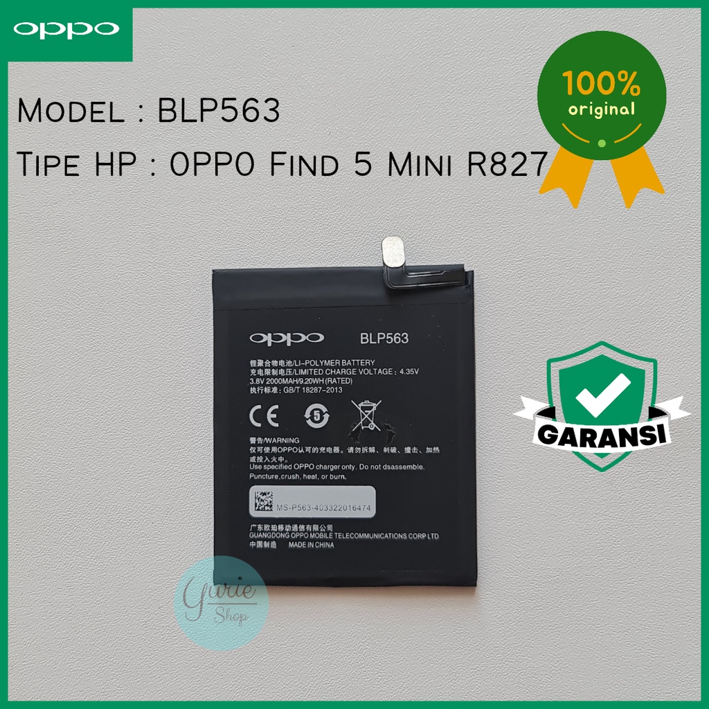 BATERAI BATTERY BATRE OPPO FIND 5 MINI R827 BLP563 BLP-563 ORIGINAL