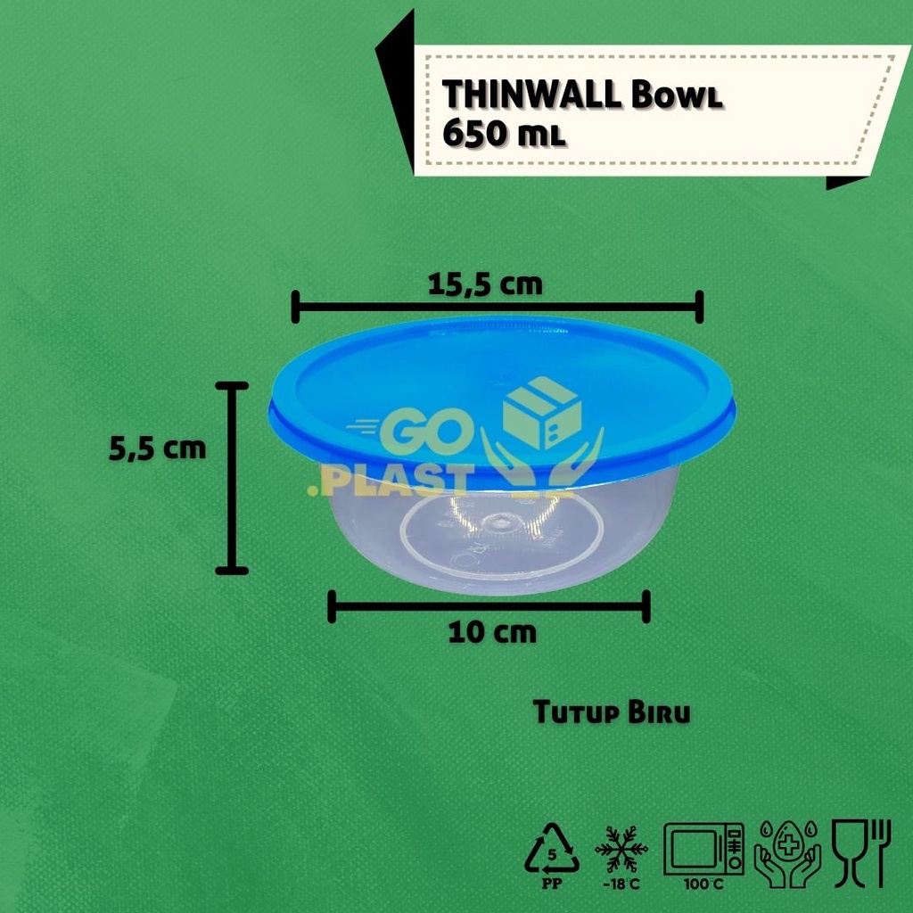 THINWALL BOWL 650 ML  / MANGKOK PLASTIK 650 ML WARNA isi 12 pcs