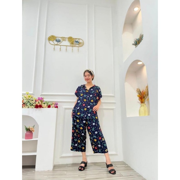 Onset Rayon Premium/onset kekinian/stelan tiga perempat/baju santai/dailywear/piyama wanita/stelan r