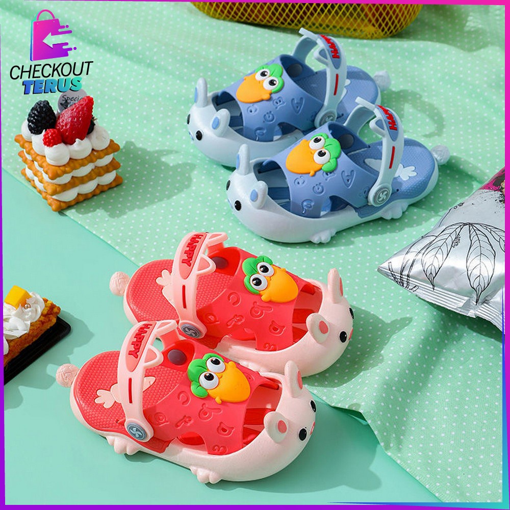 CT S44 Sandal Selop Tali Belakang Anak Motif Kelinci Wortel Lucu Anti Slip Bisa Dipakai Cewek Cowok Slippers Baim Kekinian