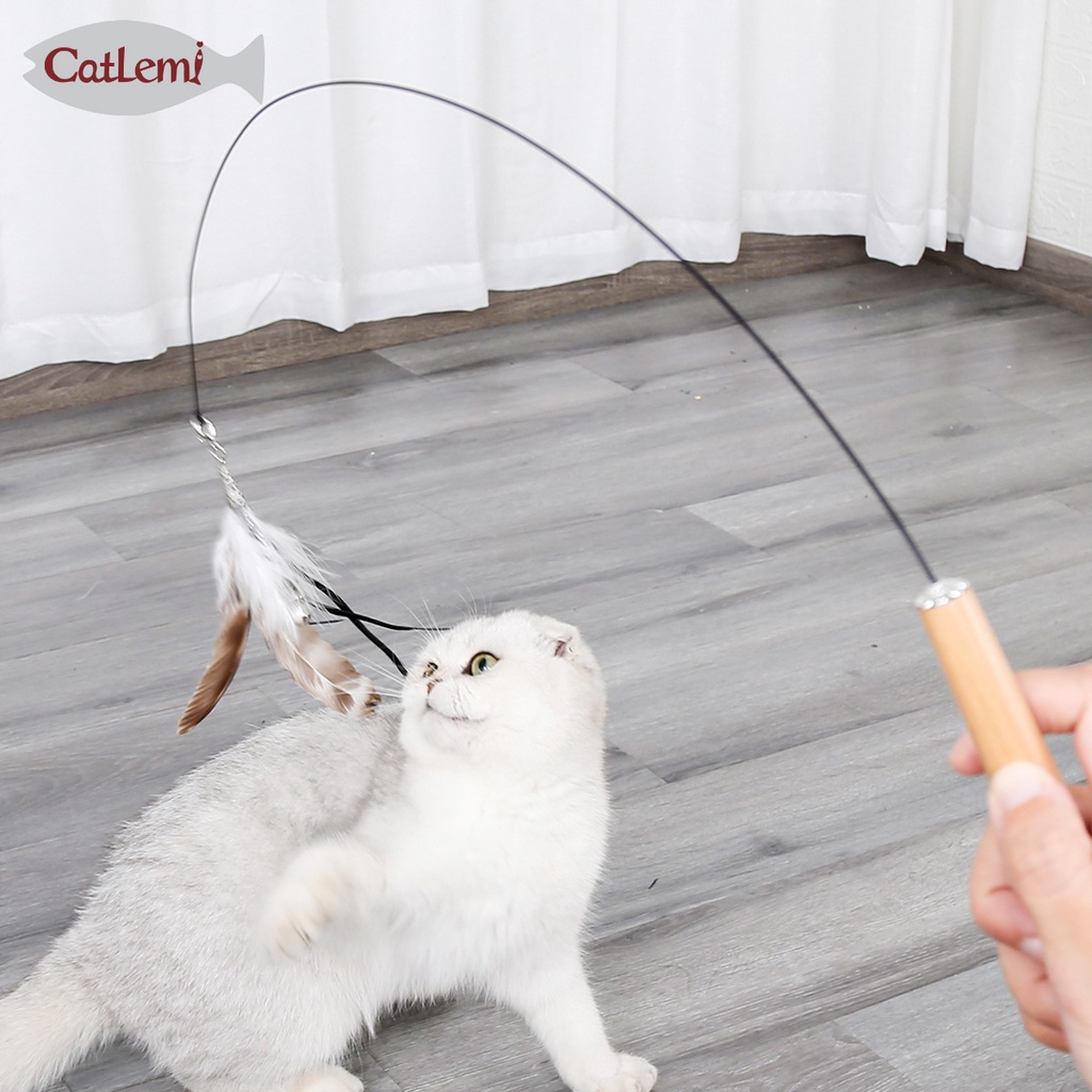 Pet’ oPedia  Cat Toys Teaser - Mainan Kucing Stick Teaser Stik Kucing Tongkat Mainan Kucing Tongkat Bulu Kucing Lonceng