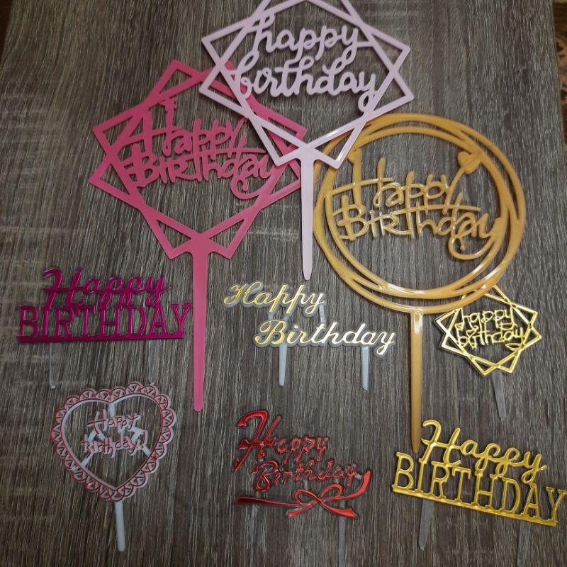 Cake Topper Akrilik Happy Birthday  / Hiasan Kue Ulang Tahun