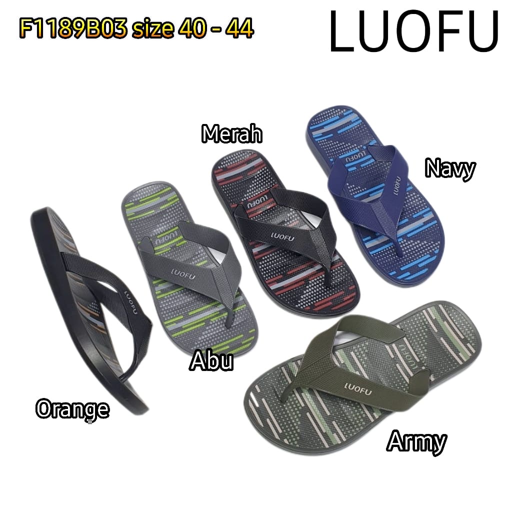 LUOFU ORIGINAL jelly sandal karet empuk murah jepit cowok sendal pria import F1189B03