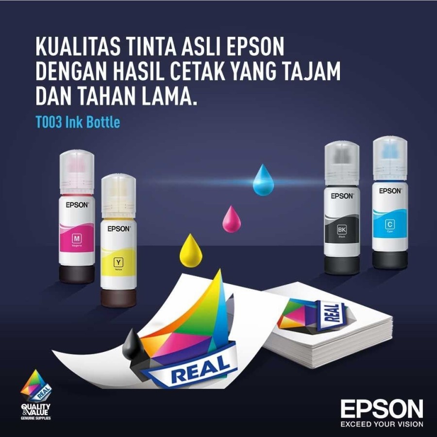 T 003 Tinta Epson 1 SET 4 Warna L1210,L1250,L3210,L3250,L5290,L1110,L3110,L3150, L5190 ORIGINAL 100%