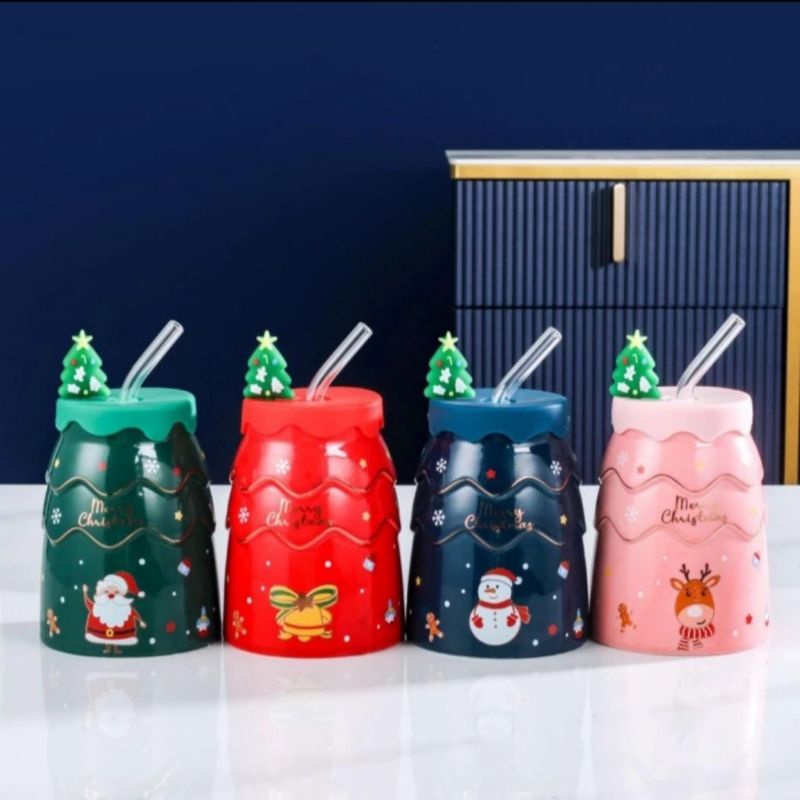 

MUG KERAMIK PLUS SEDOTAN BENTUK POHON CHRISTMAS / TUKAR KADO NATAL GIFT SET