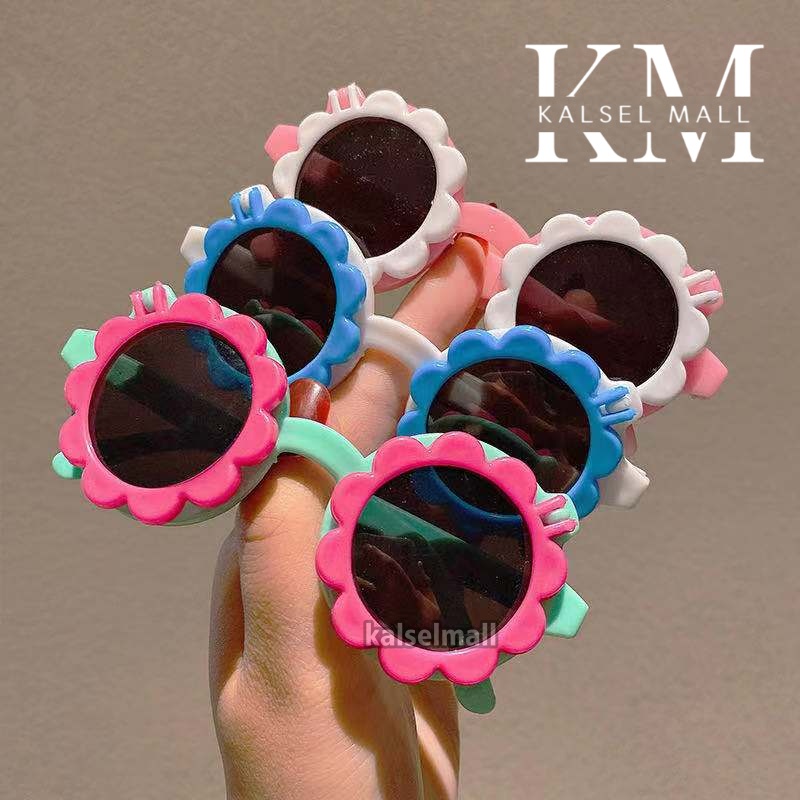 Kaca Mata Anak Hitam Perempuan Laki Laki New Trend Fashion Kacamata Anak Cowo Cewe atau Bayi Balita Terbaru Bunga Matahari Kacamata Pantai Sunglases Anti Radiasi High Quality Import KCA7