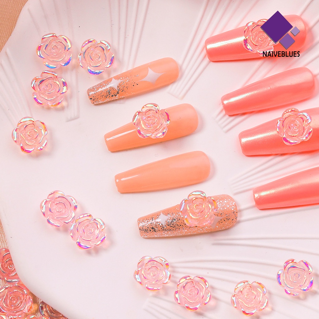 1 Kantong Ornamen Kuku Bentuk Bunga Warna-Warni Bahan Resin Tahan Air Untuk Dekorasi Manicure