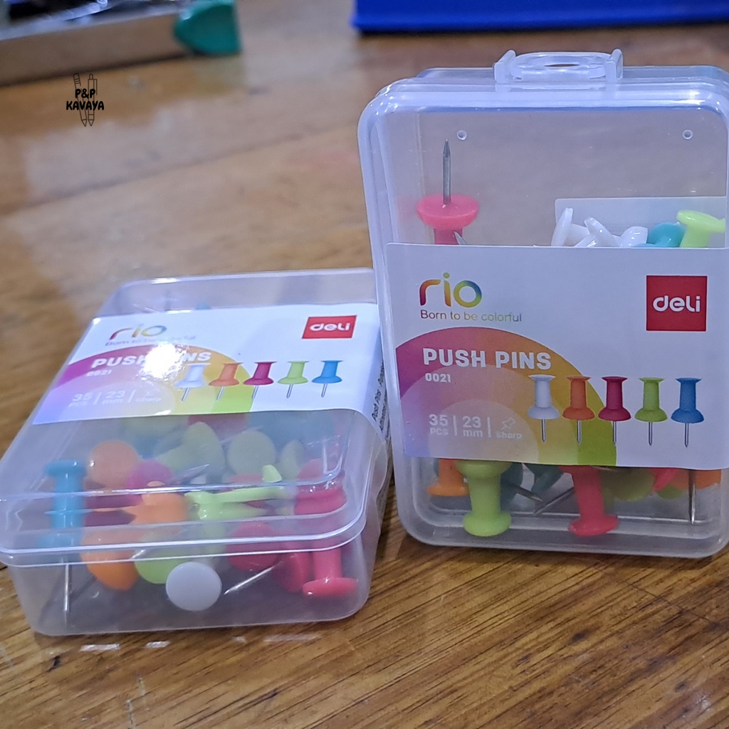 

JARUM Styrofoam PUSH PIN WARNA + BOX DELI 0021 ISI 35 PCS