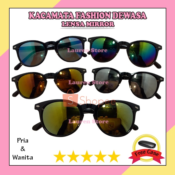 YUK CHECKOUT SEKARANG JUGA [freebox]  Kacamata Fashion Dewasa Lensa Mirror Bingkai Oval Untuk Pria d