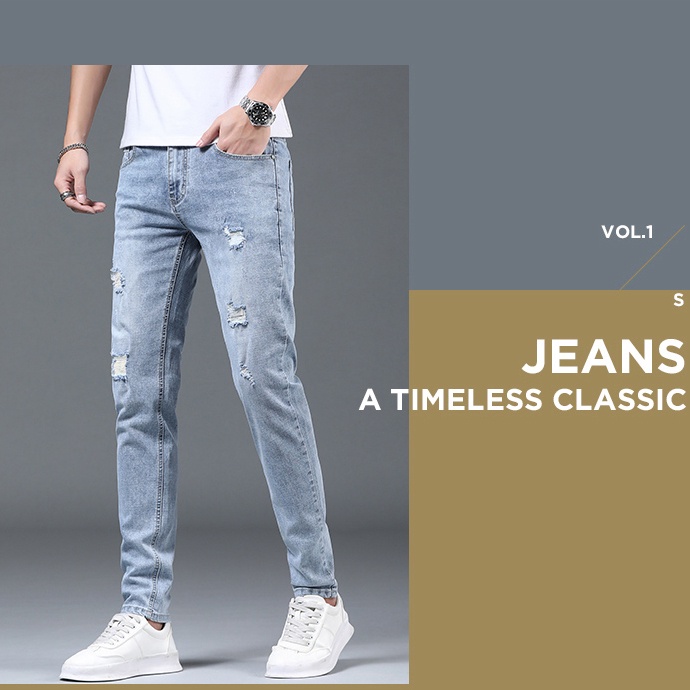 celana jeans panjang pria celana ripped jeans pria celana kantor pria slimfit celana jeans robek pria sobek celana jeans pria sobek lutut korean style