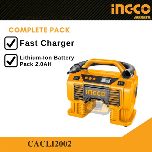 KOMPRESSOR ANGIN CORDLESS 20V PACK 2.0AH POMPA BAN INGCO CACLI2002