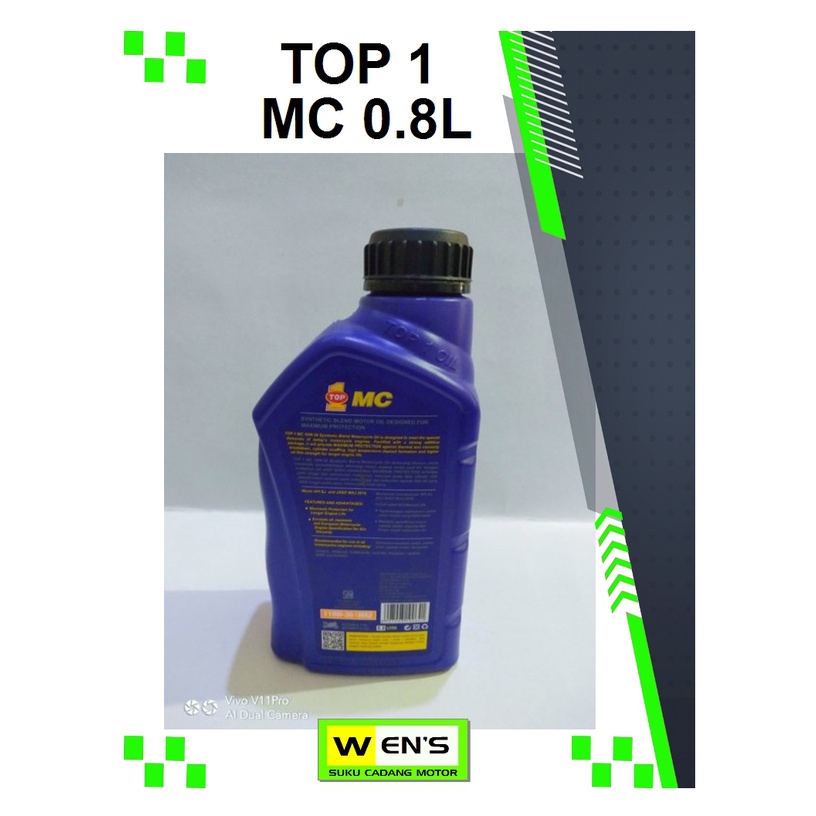 OLI TOP 1 MC 800 ML SAE 10W-30 JASO MA2 4 STROKE