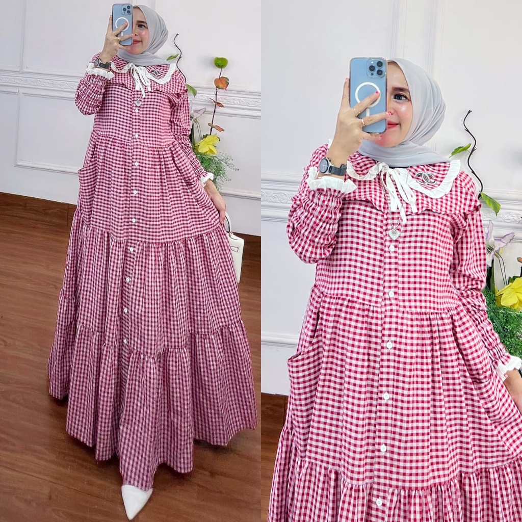 gamis muslimah terbaru 2022 kekinian premium yossi project baju muslim wanita dewasa jumbo Motif Kot