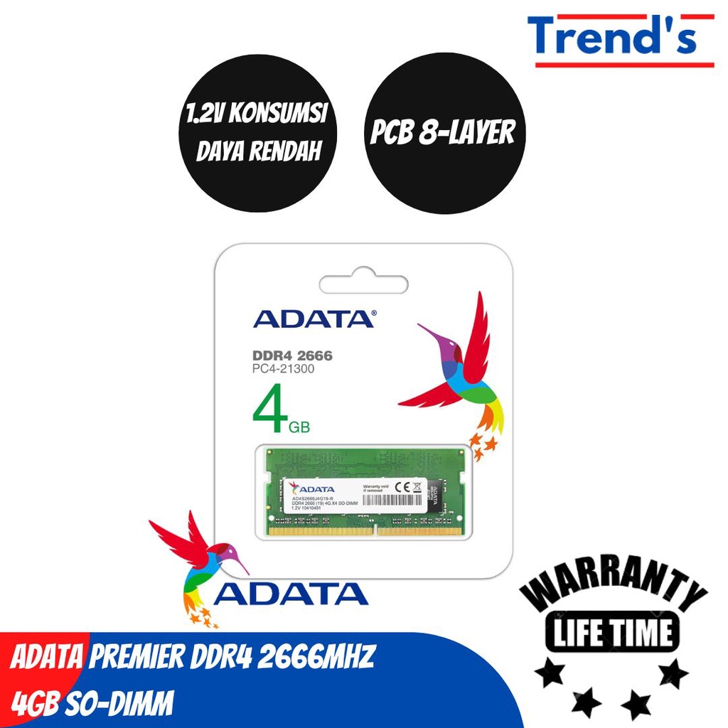 ADATA Premier DDR4 2666MHz 4GB SO-DIMM RAM DDR4 4GB PC-2666 SODIMM