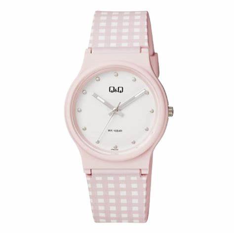 SALE Jam Tangan Wanita Casual Rubber Motif Corak Bulat Analog Original Q&amp;Q QNQ QQ VP46 Series