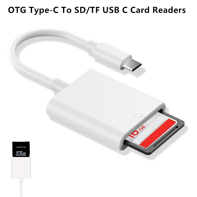 Card Reader OTG Tipe C Ke SD / TF USB C 8 Pin Untuk Handphone