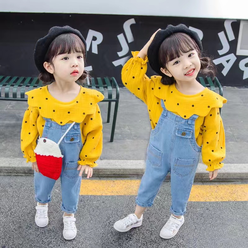 Setelan Set Overall Anak Import Uisa 2-5th Jeans Premium/Setelan baju Import premium