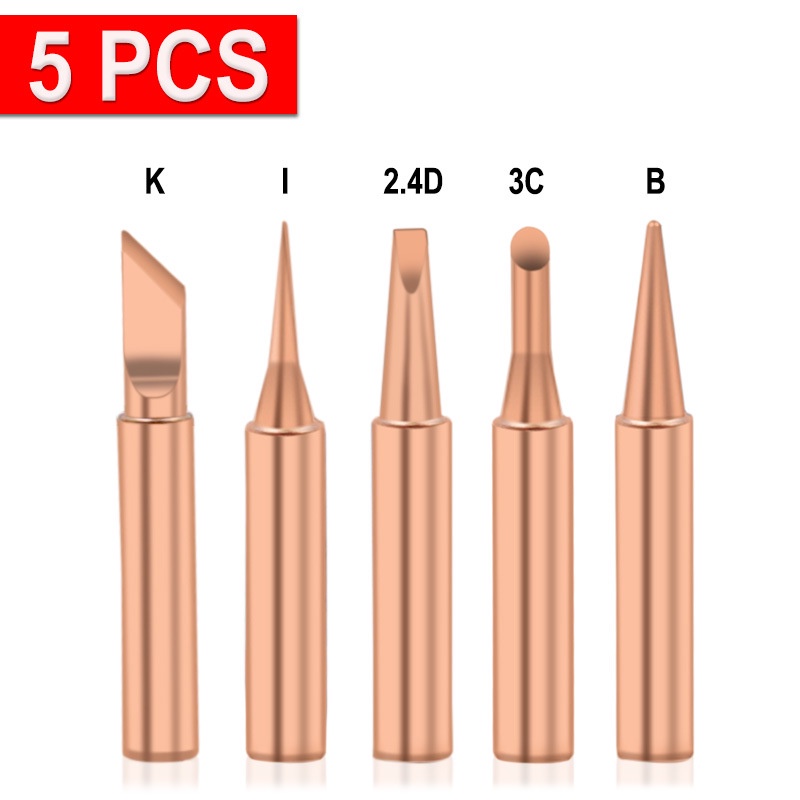 【5 PCS】Ujung Solder Logam Tembaga/Mata Solder Station Tembaga Murni/Mata Solder Tembaga