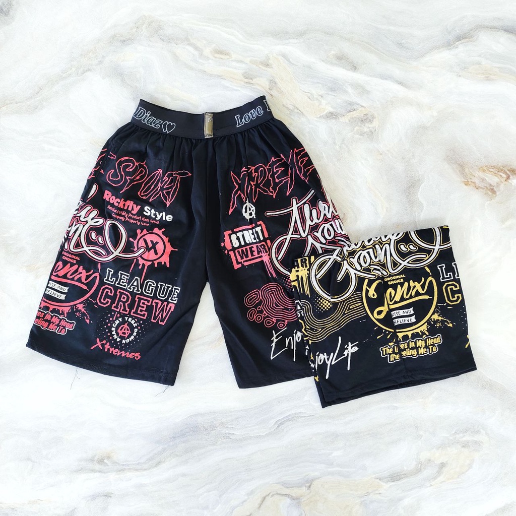 EN 22- Celana pendek boxer remaja / Boxer Sablon dewasa / cowok dewasa L XL XXL kolor pria murah harian santai