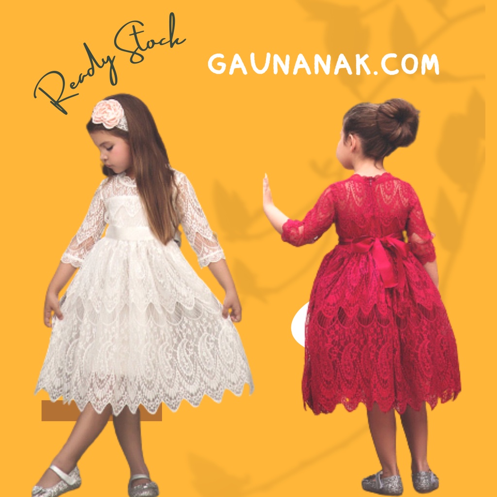 Gaun anak - Full Lace Dress Pesta Anak Perempuan