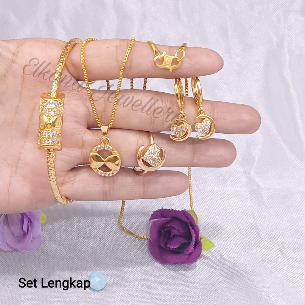 SET DEWASA LOVE ZICRON Perhiasan super berkelas fashion korea anti karat dan anti luntur