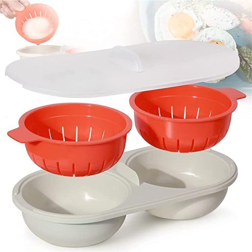 Preva Eggs Poacher Microwave Dapur Dengan Penutup Double Cup