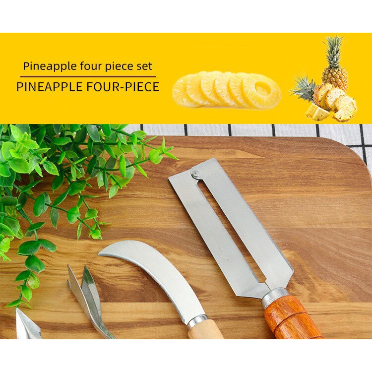 1 Set  isi 4 Pcs Alat Pengupas Nanas Pisau Peeler Pemotong Nanas