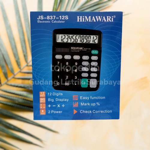 HIMAWARI Kalkulator JS-837S Alat Mesin Hitung 14 Digit Calculator Keypad Empuk Cocok Untuk Dagang Dan Kantor Calkulator Auto Replay &amp; Chek Corect Power Solar cell tenaga Surya dan Baterai AA Awet Dan Berkualitas Harga Termurah JS 837S