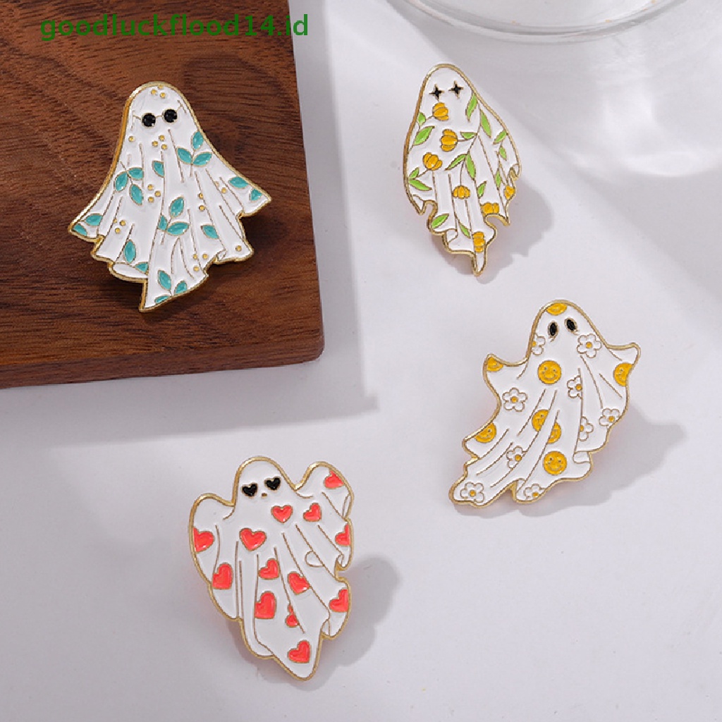 Bros Pin Enamel Desain Kartun Hantu Halloween Untuk Pakaian Ransel Anak