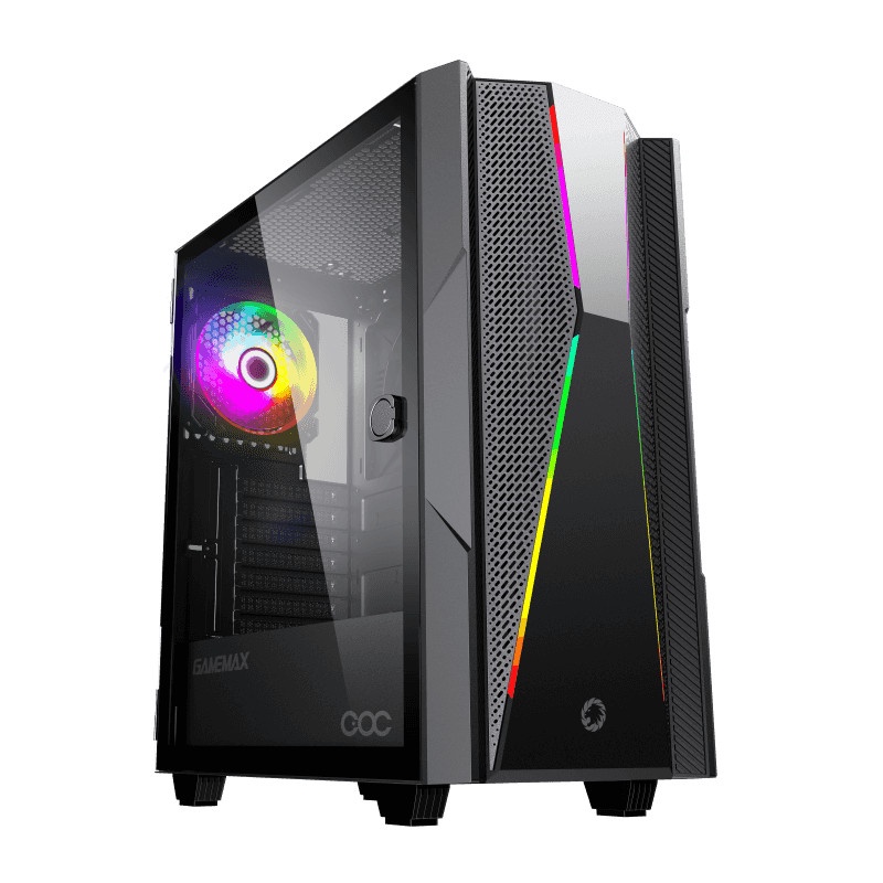 Casing Komputer Gamemax Typhoon COC Free 1 Fan RGB ATX Gaming Case